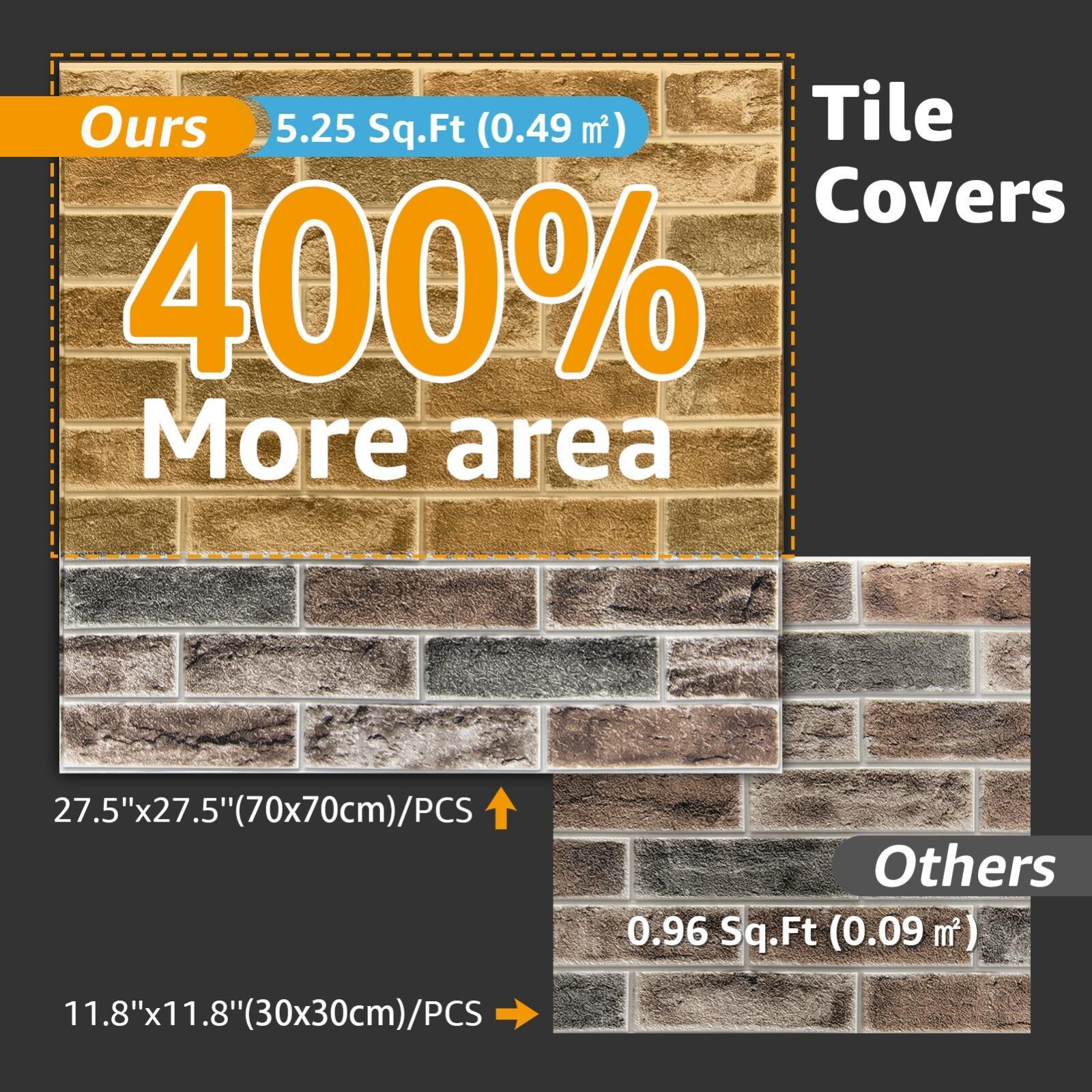 Art3d 20pcs 27.5"x27.5" Self-adhesive Foam Faux Brick Wall Sticker