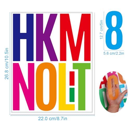 HLLNME 300PCS 5 In Letter and Numbers Stickers 30 Sheets Vinyl Multiple Colors