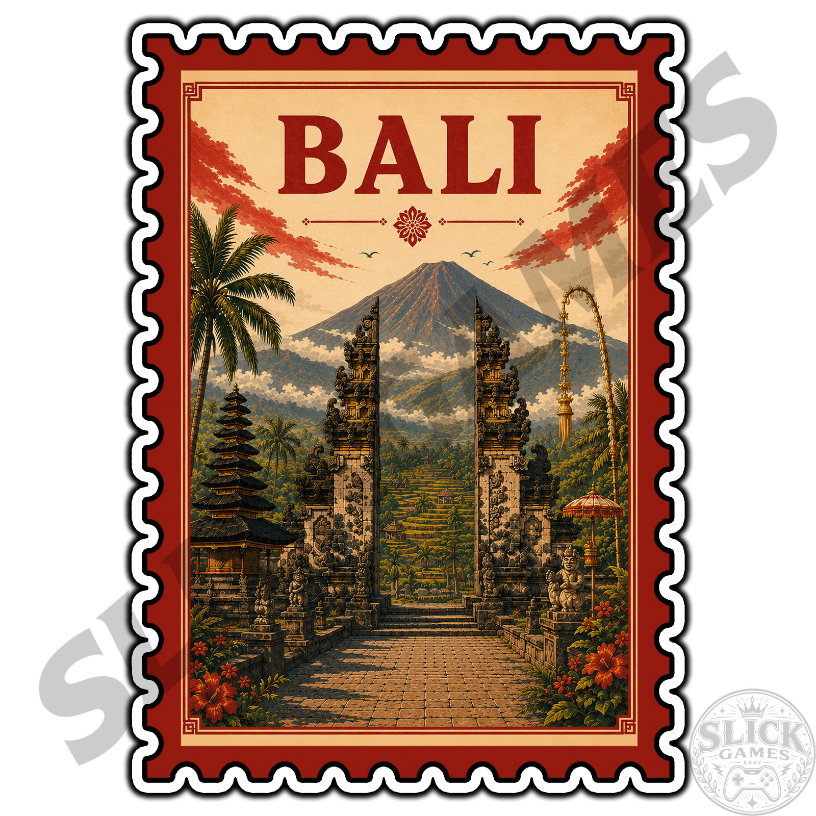 Bali Indonesian Island Travel Postage Stamp Sticker #1 Waterproof Vinyl Decal DC