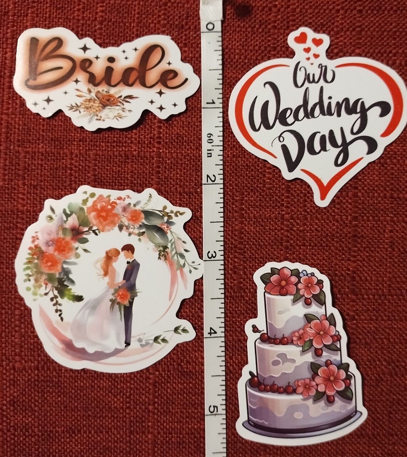 50PC. WEDDING/MARRIAGE WATERPROOF VINYL STICKERS/DECALS