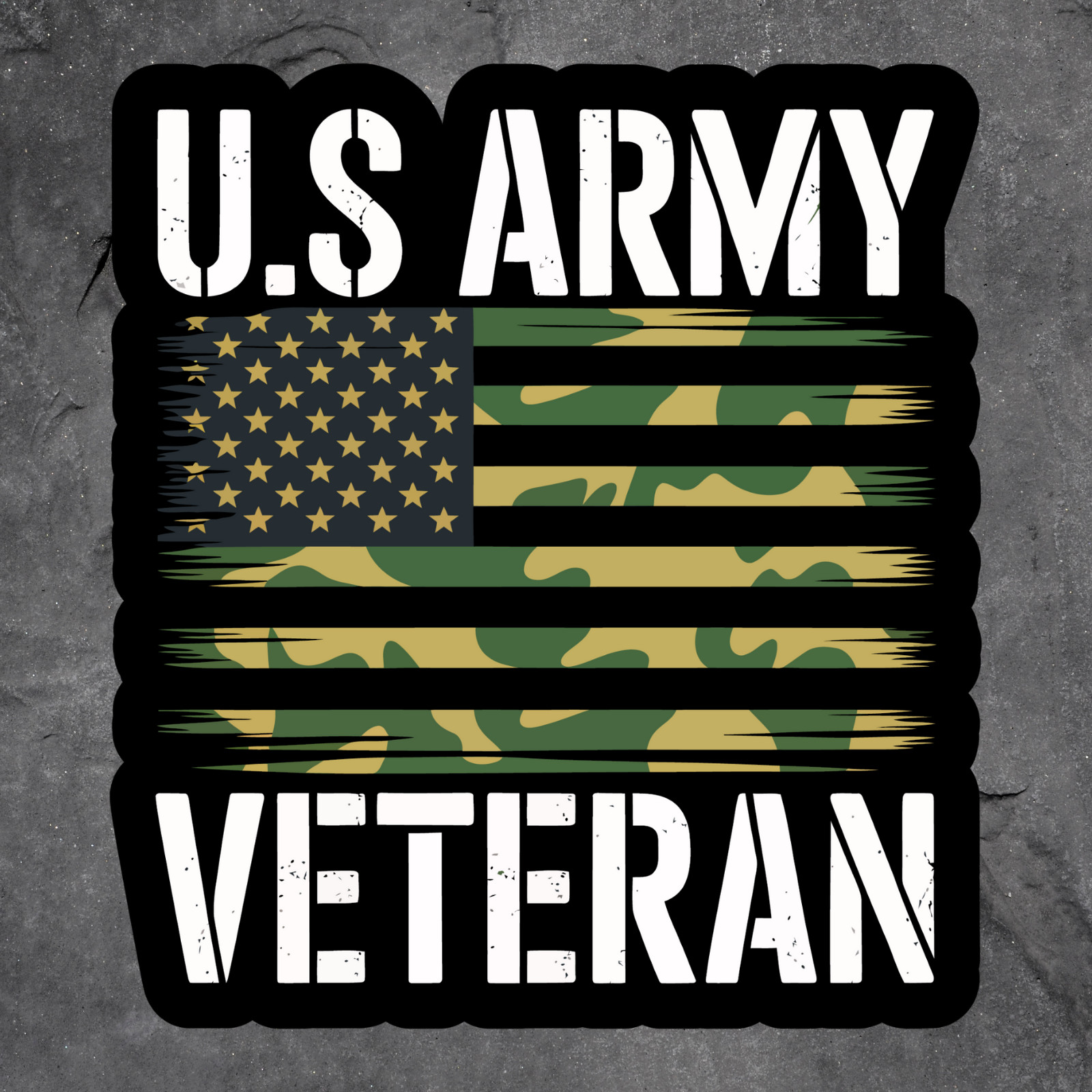 Veteran Sticker Vinyl Decal US Army Flag Camo Patriotic Military Soldier
