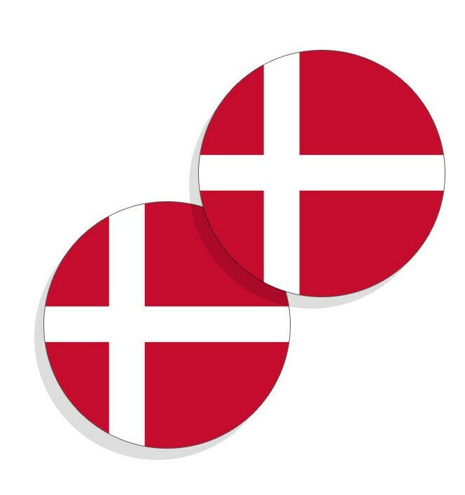 Denmark Flag Stickers Danish Flag Decals Round Flag of Denmark 4pack