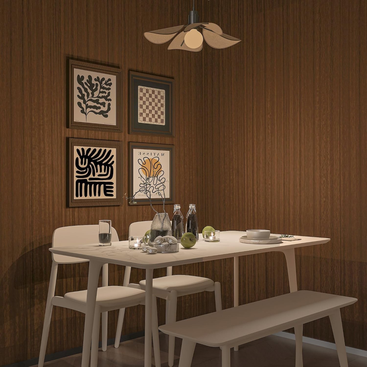 Brown Wood Grain Waterproof Peel and Stick Wallpaper Walnut Look Furniture St…