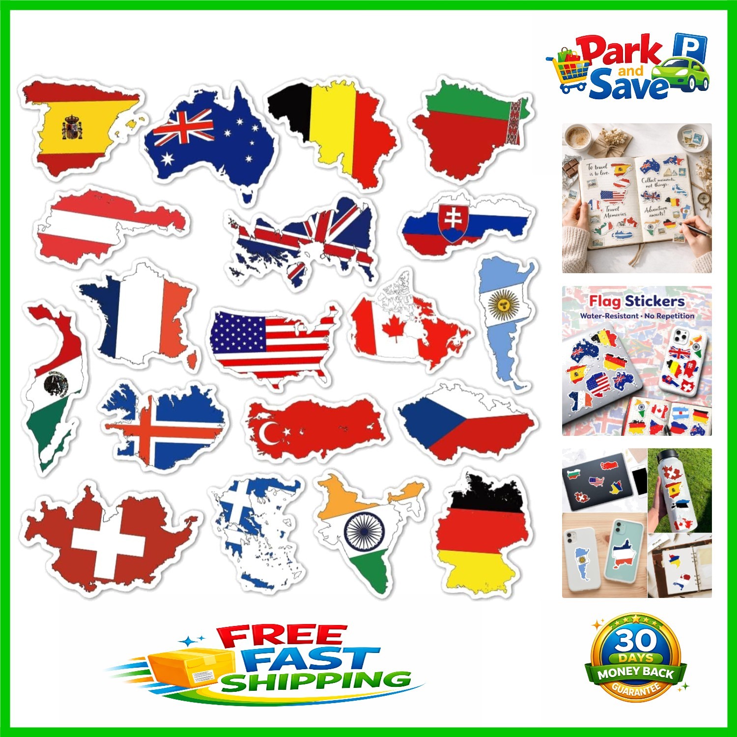 Colorful 50-Piece World Flag Stickers – Perfect for Gifts & Classroom Rewards