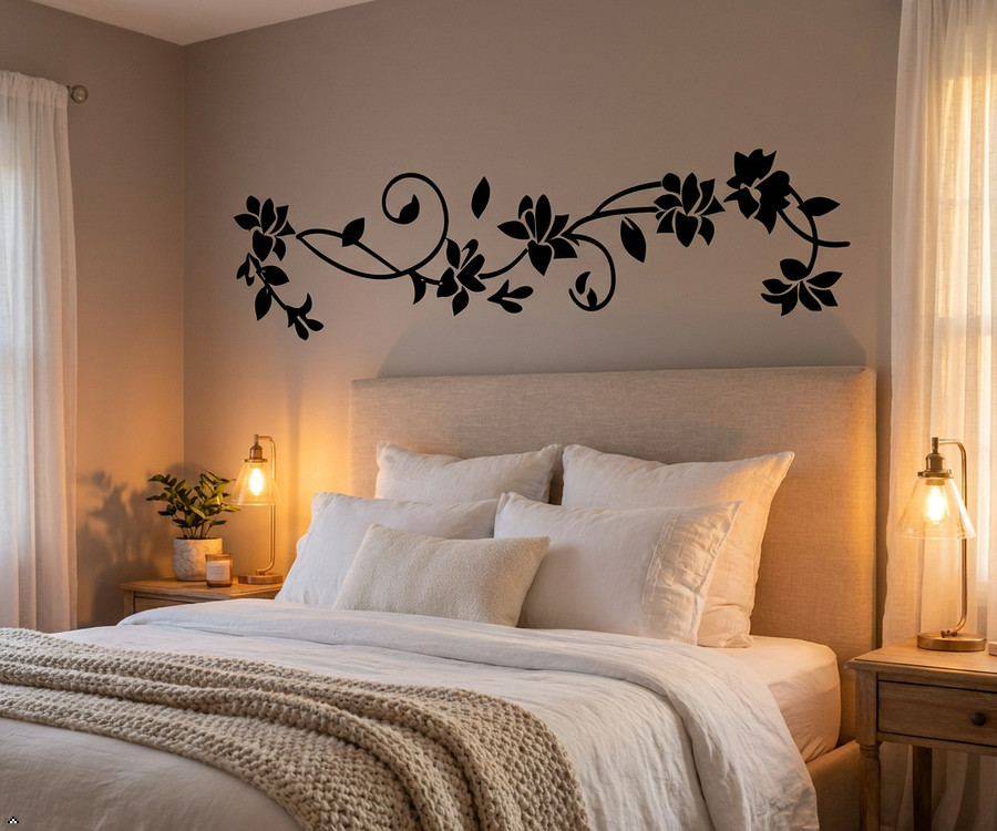 Rattan Flower Removable Wall Decal Vinyl Art Sticker Wall Decals Home Art Decor
