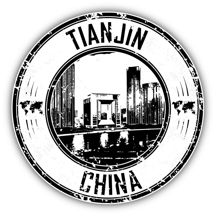 Tianjin China Grunge Rubber Stamp Travel Car Bumper Sticker Decal