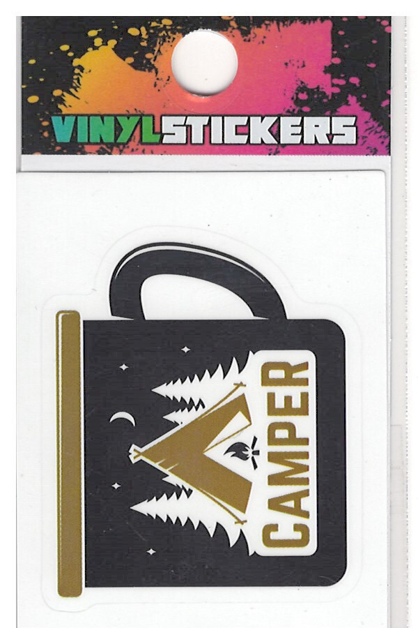 Black Camping Mug High Quality Vinyl Sticker