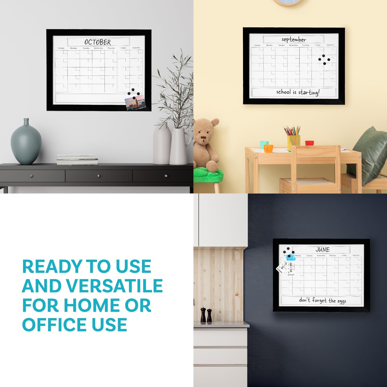 Sunnydaze Monthly Calendar Whiteboard for Wall – Dry Erase Board Calendar wit…