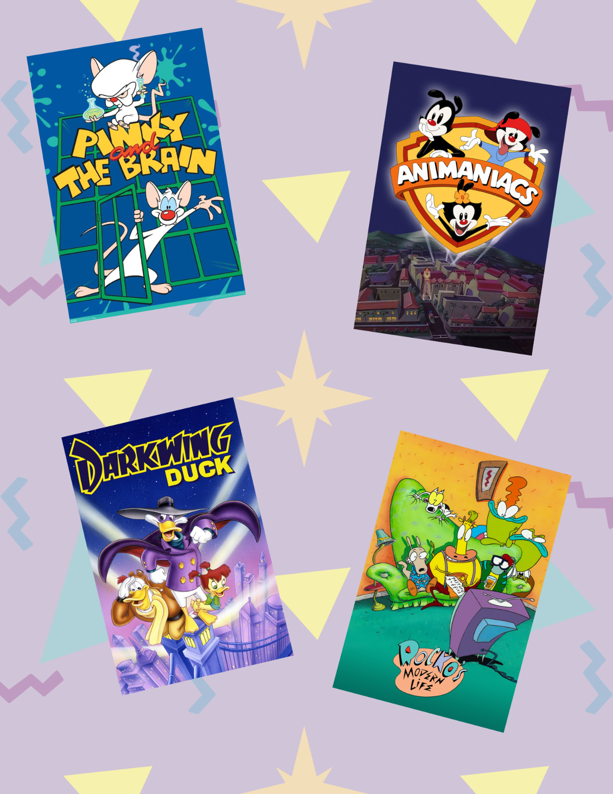 90's Cartoons Shows Movie Poster Style 4pc Sticker Pack