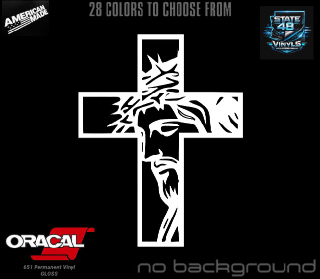 JESUS Cross Vinyl Die Cut Decal Sticker – Christ Christian Religious God Church