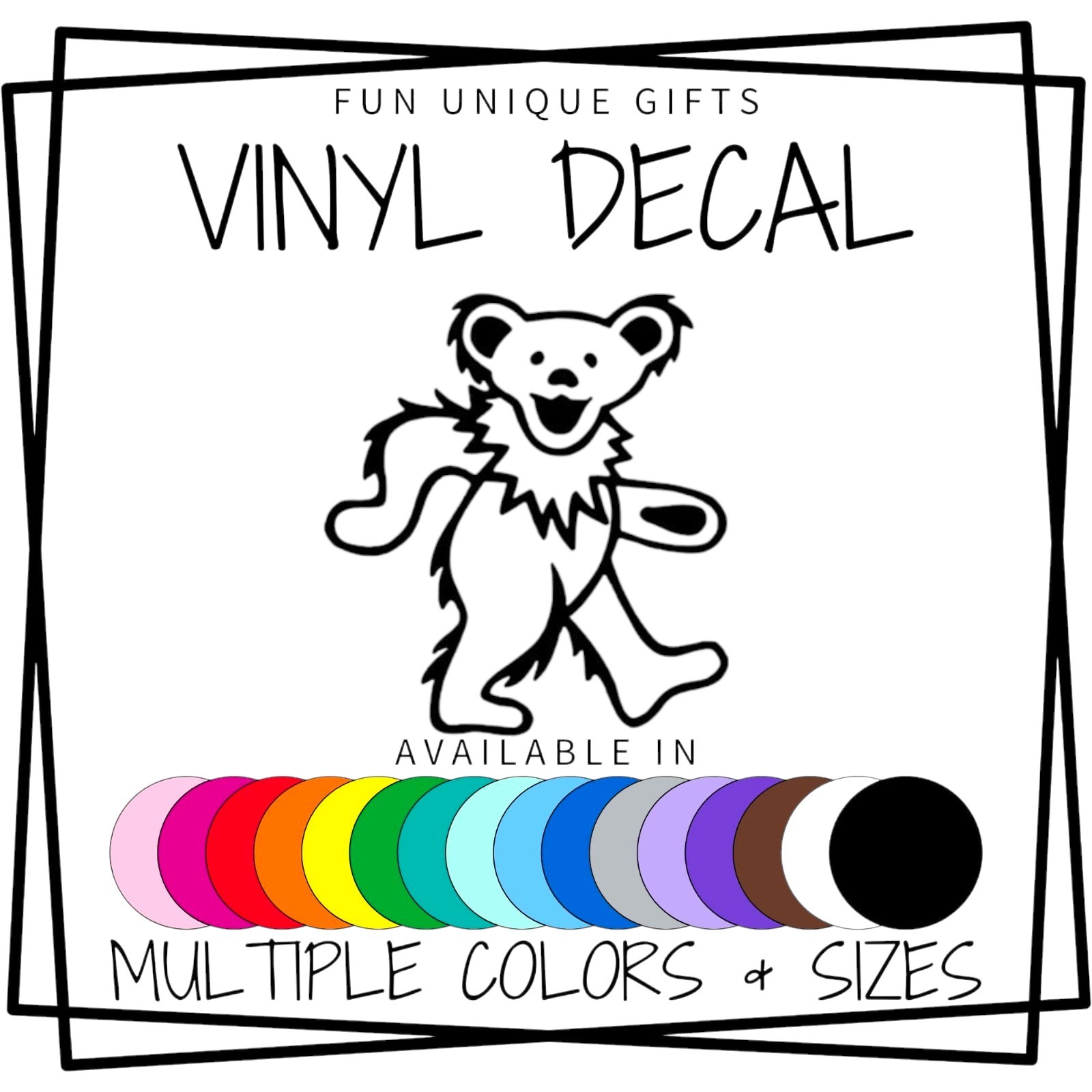 Grateful Dead Bear Vinyl Decal Sticker -Multiple Colors & Sizes- FREE SHIPPING!
