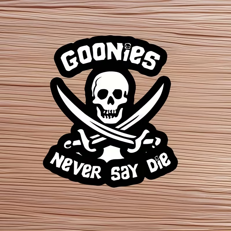 Goonies Never Say Die 3-Inch Waterproof Outdoor Sticker – Skull & Crossed Swords