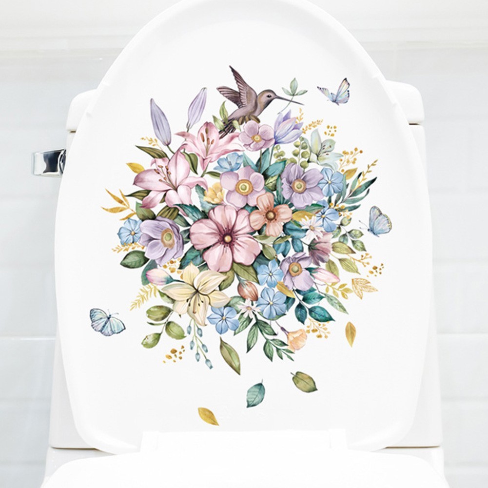Lightweight Wall Sticker Flower 30*20cm Waterproof Harmless Hummingbird