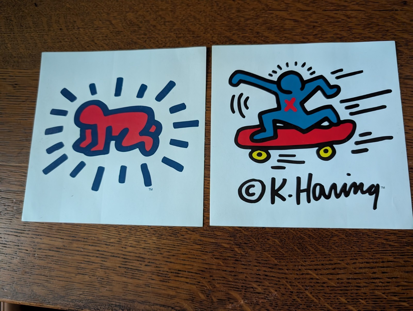 Vintage Pair of Keith Haring Stickers from Pop Shop NYC