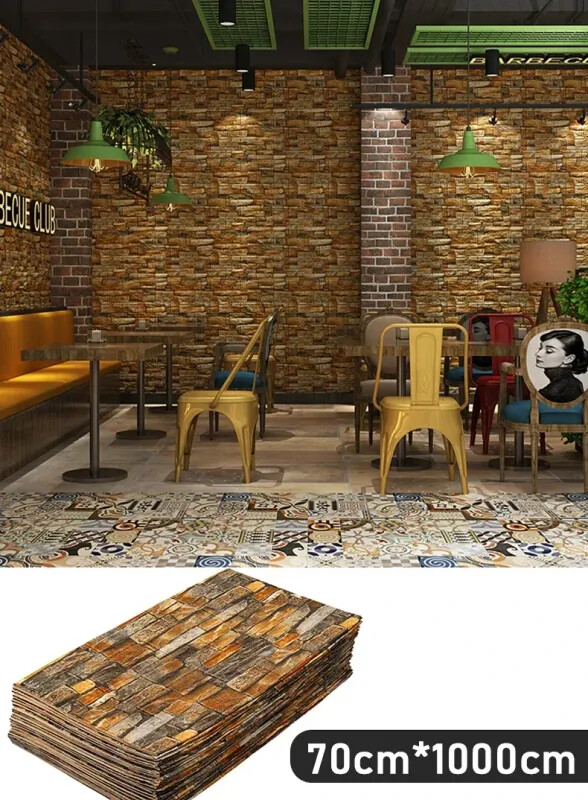 1/5/10m/Roll Retro 3D Imitation Wall Sticker Brick Plane Wall Sticker Furniture