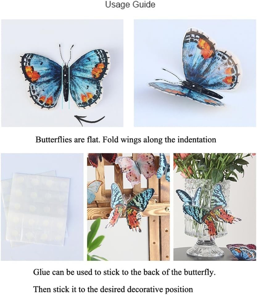 36 Pcs Watercolor Butterfly 3D Wall Stickers Butterflies Room Home Decoration…