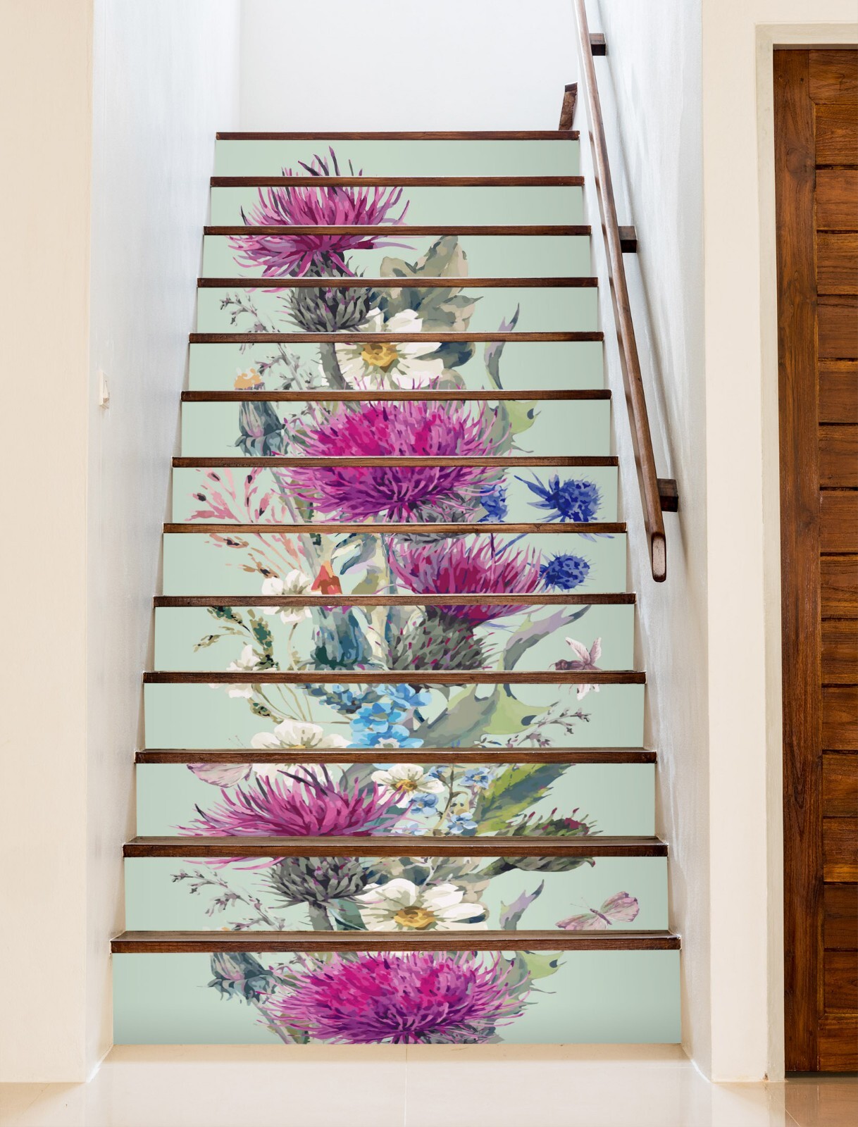3D Purple Flower ZHU536 Stairs Risers Decoration Photo Mural Vinyl Wallpaper Amy