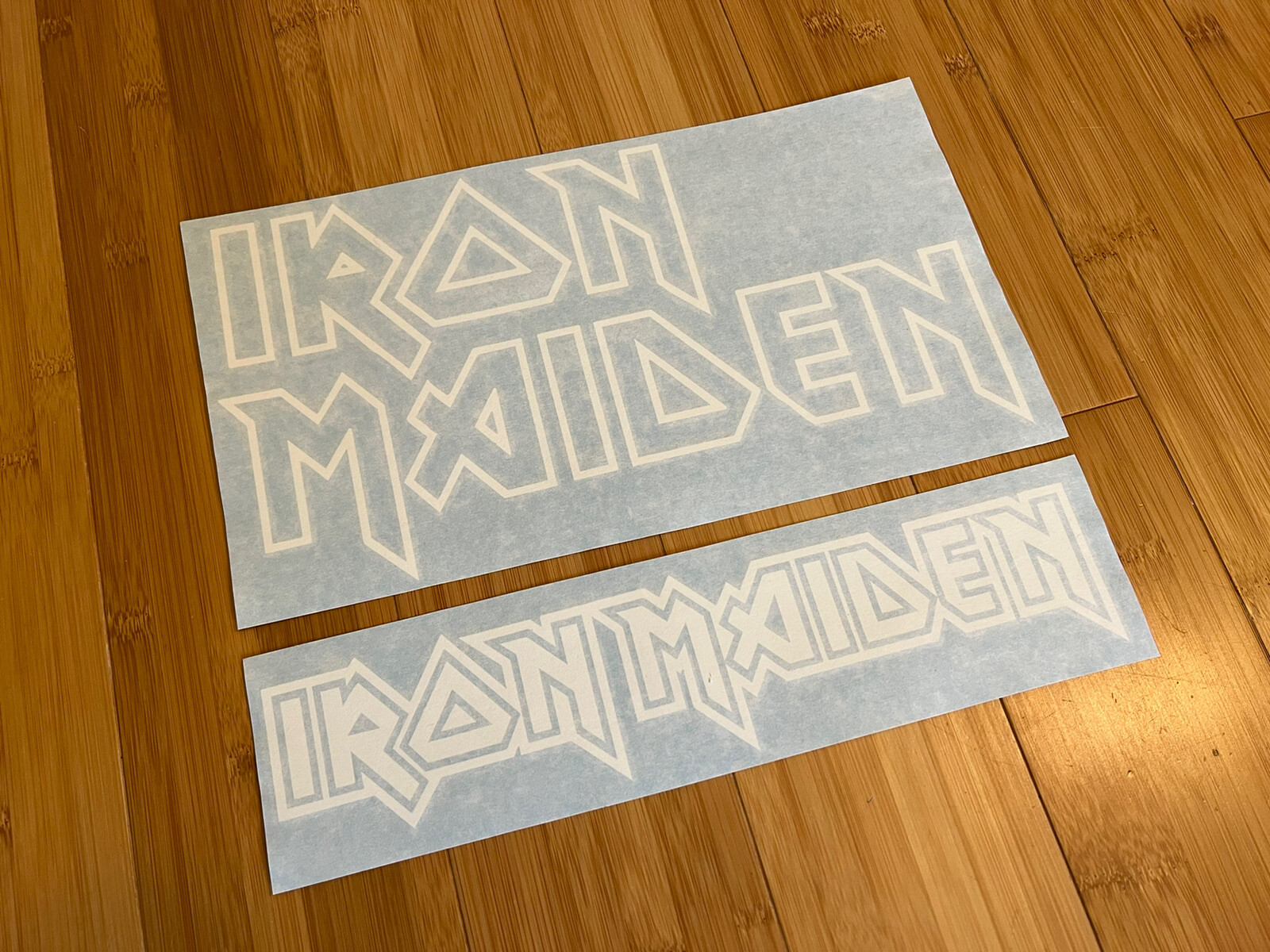 Iron Maiden 12” (set Of 2) Text Vinyl Decal Sticker Metal Band Car Truck Window
