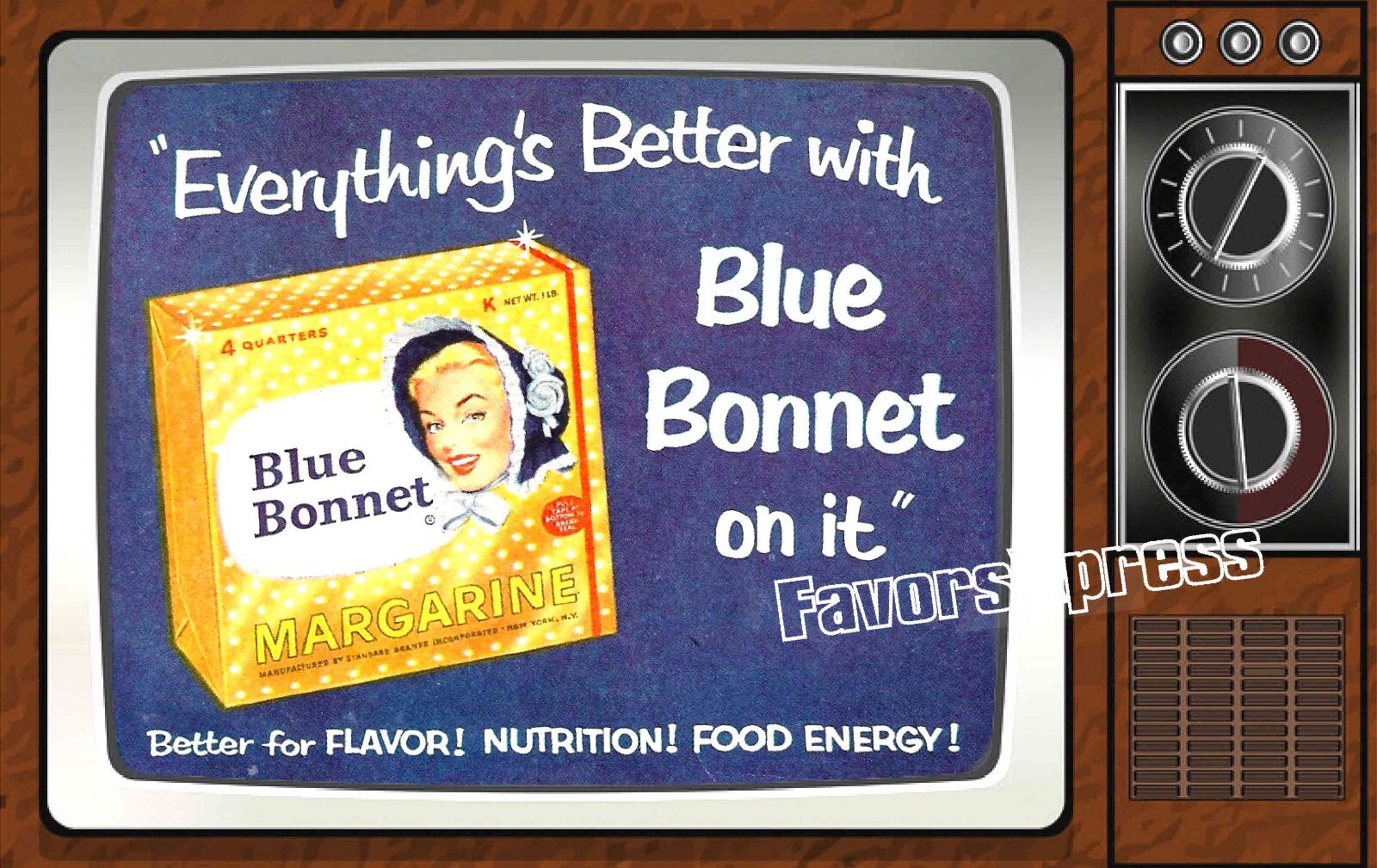 Blue Bonnet Margarine Commercial Classic TV Show PHOTO MAGNET 4 X 2.5 INCHES