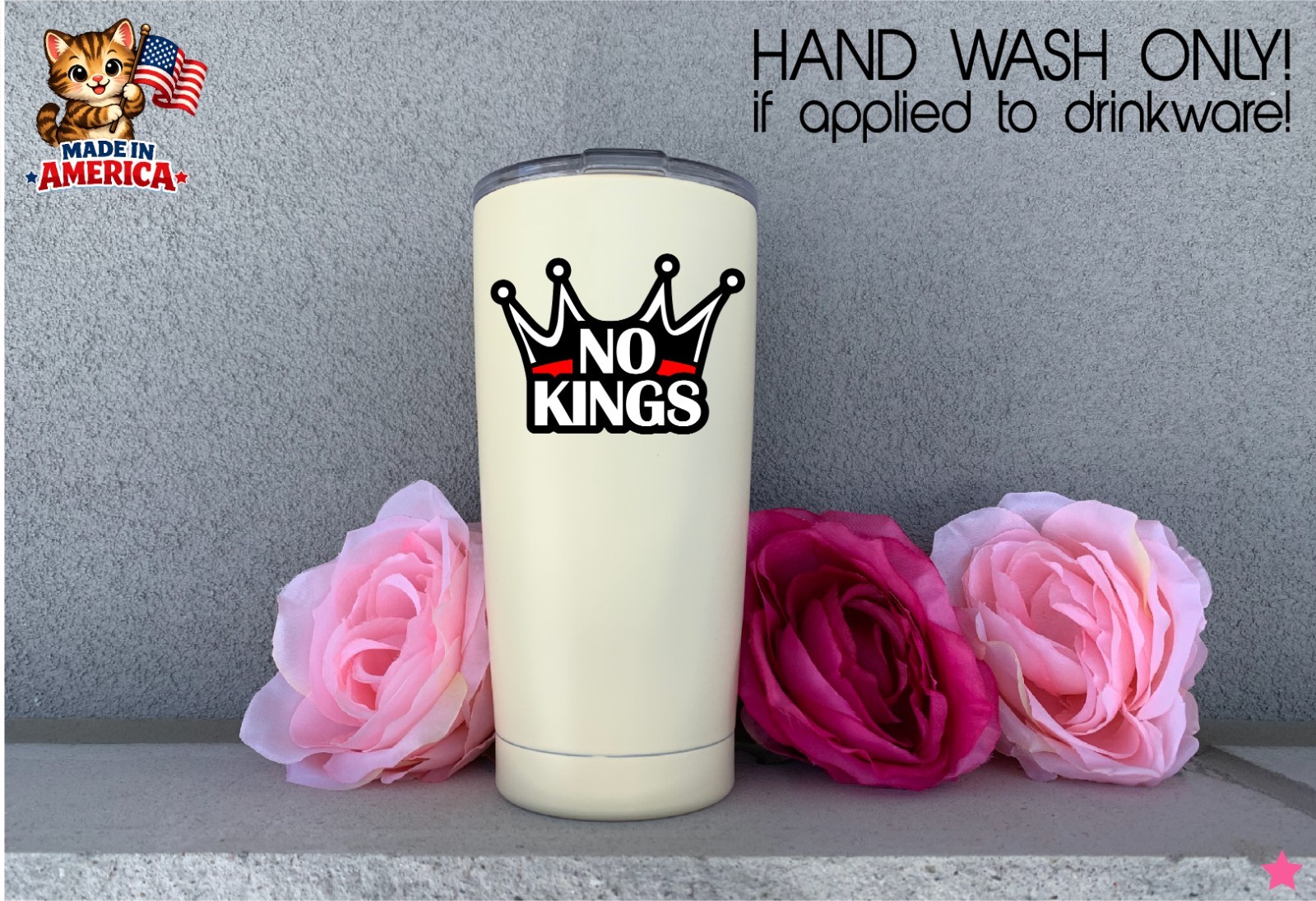 No Kings Decal Sticker Protest Day 2026 Political Anti Trump MAGA War King Crown