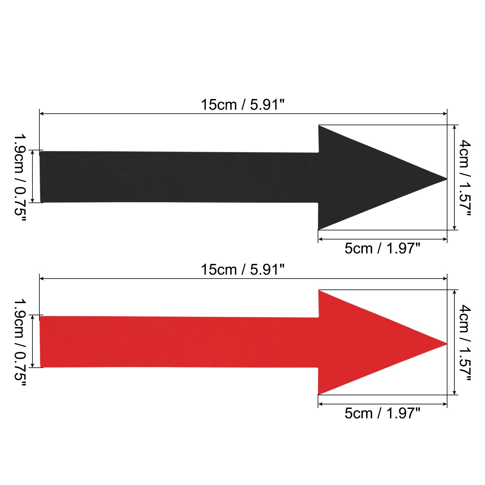 12Pcs 6" Directional Arrow Sticker PVC Removable Self Adhesive Black/Red
