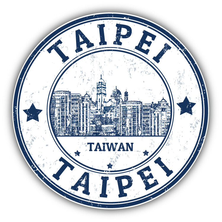 Taipei Taiwan Grunge Rubber Stamp Travel Car Bumper Sticker Decal