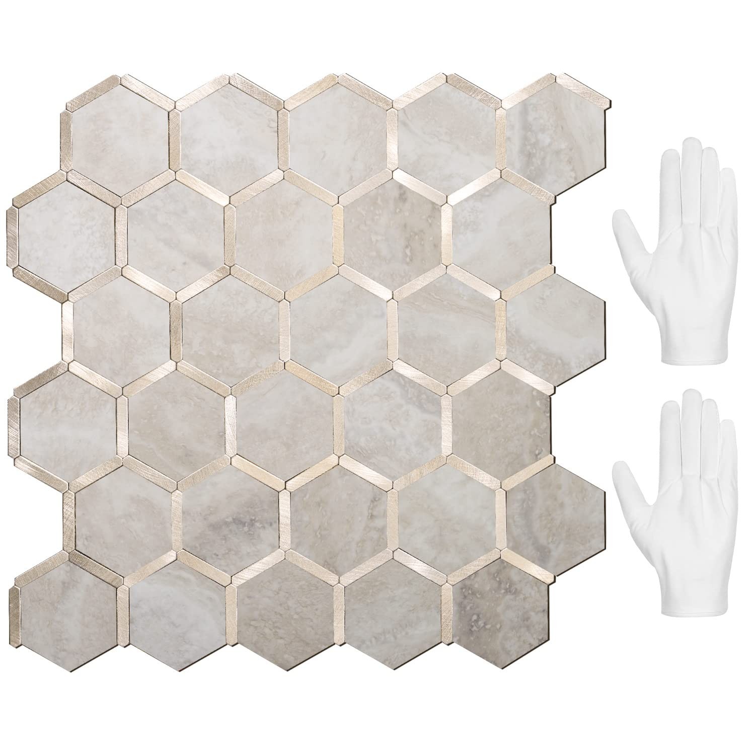 STICKGOO Hexagon Peel and Stick Backsplash Tile, Stick on Backsplash for Kitc…