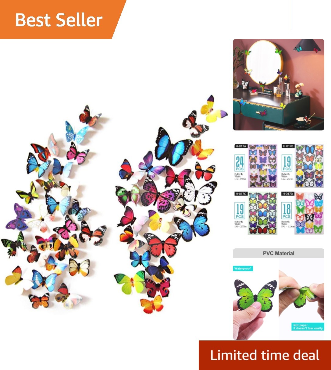 80pcs Foldable Butterfly Wall Stickers – Easy to Apply & Beautifully Realistic