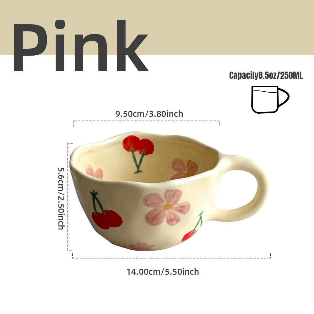 Handcrafted Ceramic Mug – Irregular Flower Coffee Cup, Korean Style for Tea