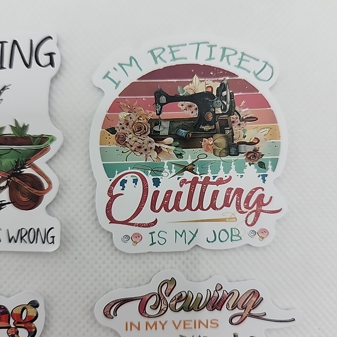 Lot Of 9 Crafts Knitting Sewing Quilting Garden Vinyl Waterproof Stickers Quotes