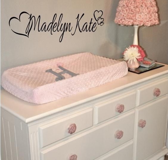 PERSONALIZED HEARTS ANY NAME Vinyl Wall Art Decal Kids Children Nursery Room 45"