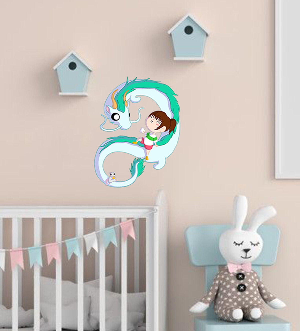 Anime dragon Wall Decal, Living Room Anime Creature Decal, Anime Girl Sticker