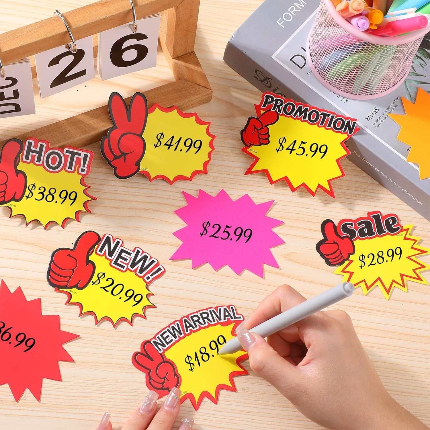Colarr 1500 Pieces Starburst Signs Sale Signs for Retail Store Fluorescent Price