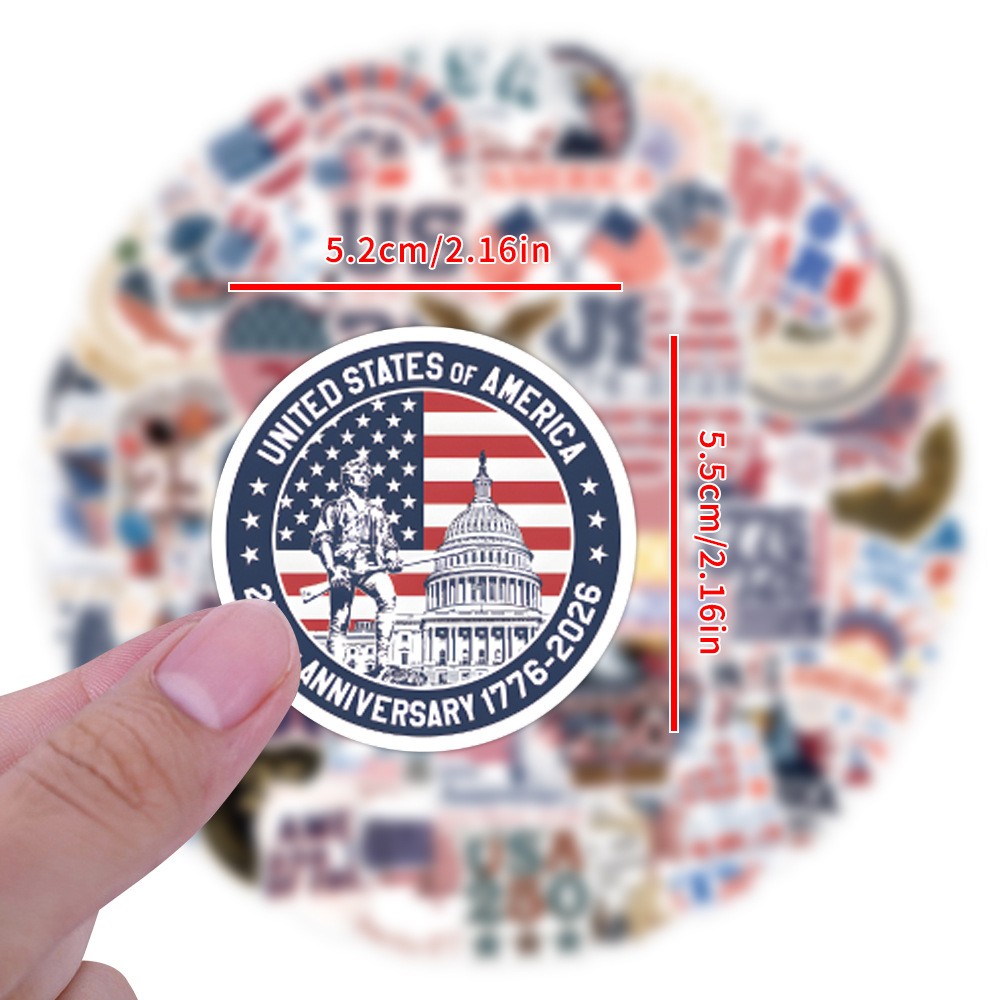 56Pcs 1776-2026America Anniversary Stickers Assorted Patriotic Decorative Decals