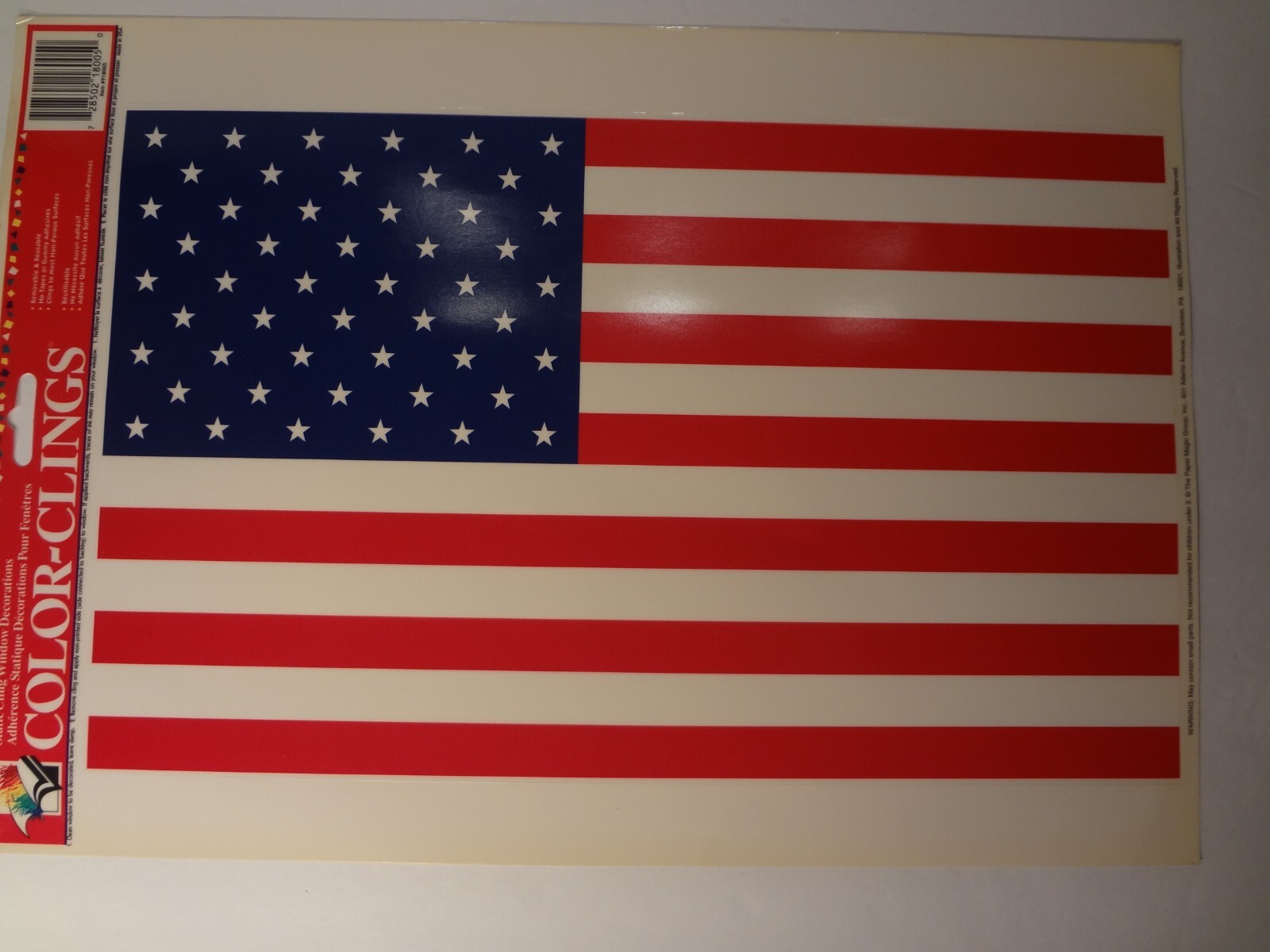 Color Clings Static Cling Car Window Decorations/Stickers USA American Flag