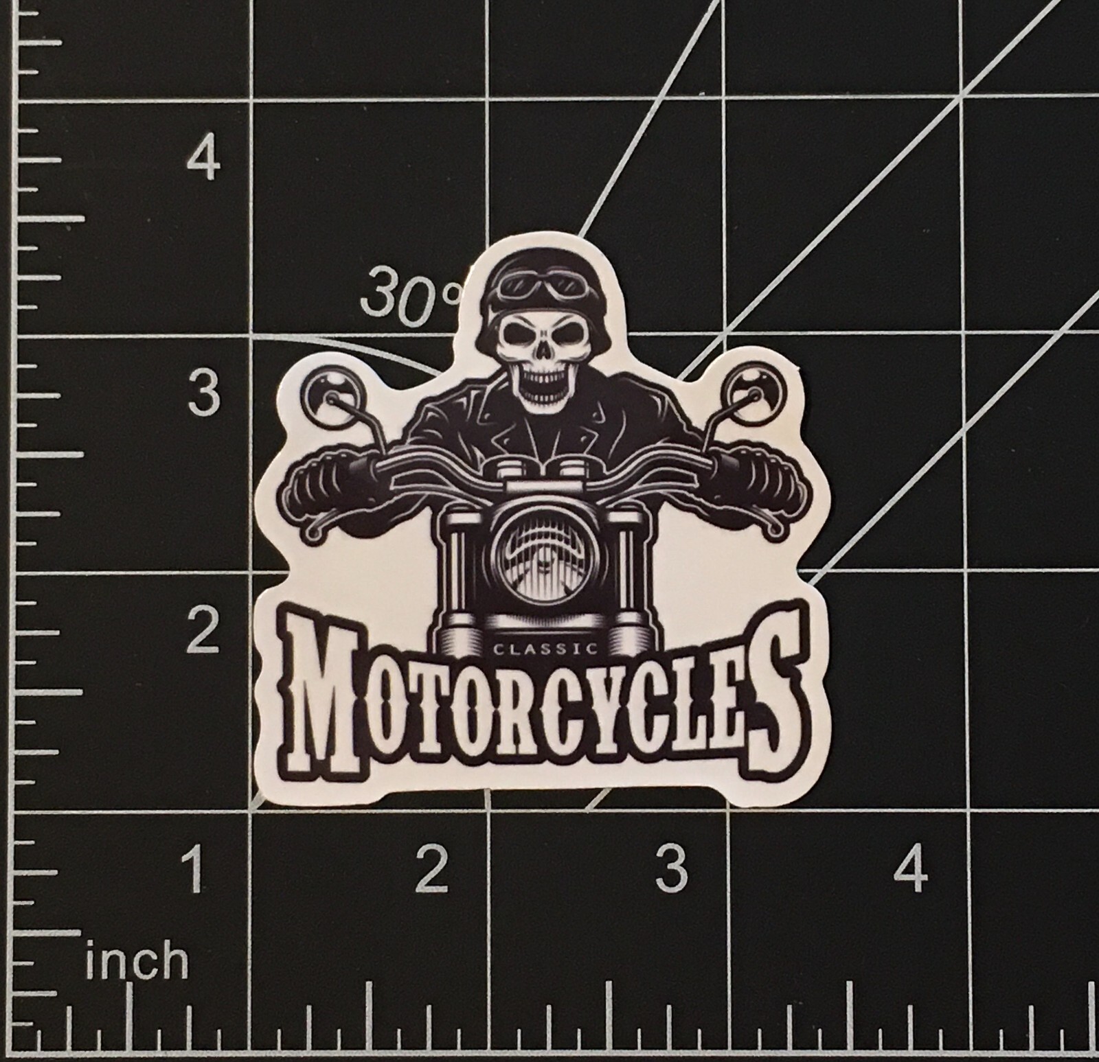 Skeleton Riding a Classic Motorcycle – Vinyl Sticker Durable Waterproof Sunproof
