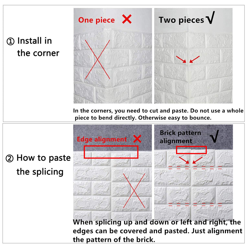 10PCS Large 3D Soft Tile Brick Wall Sticker Self-Adhesive Waterproof Foam Panel