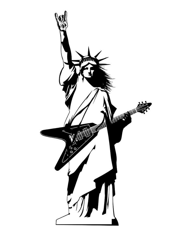 Rock On Statue Of Liberty Guitarist Sticker Decal