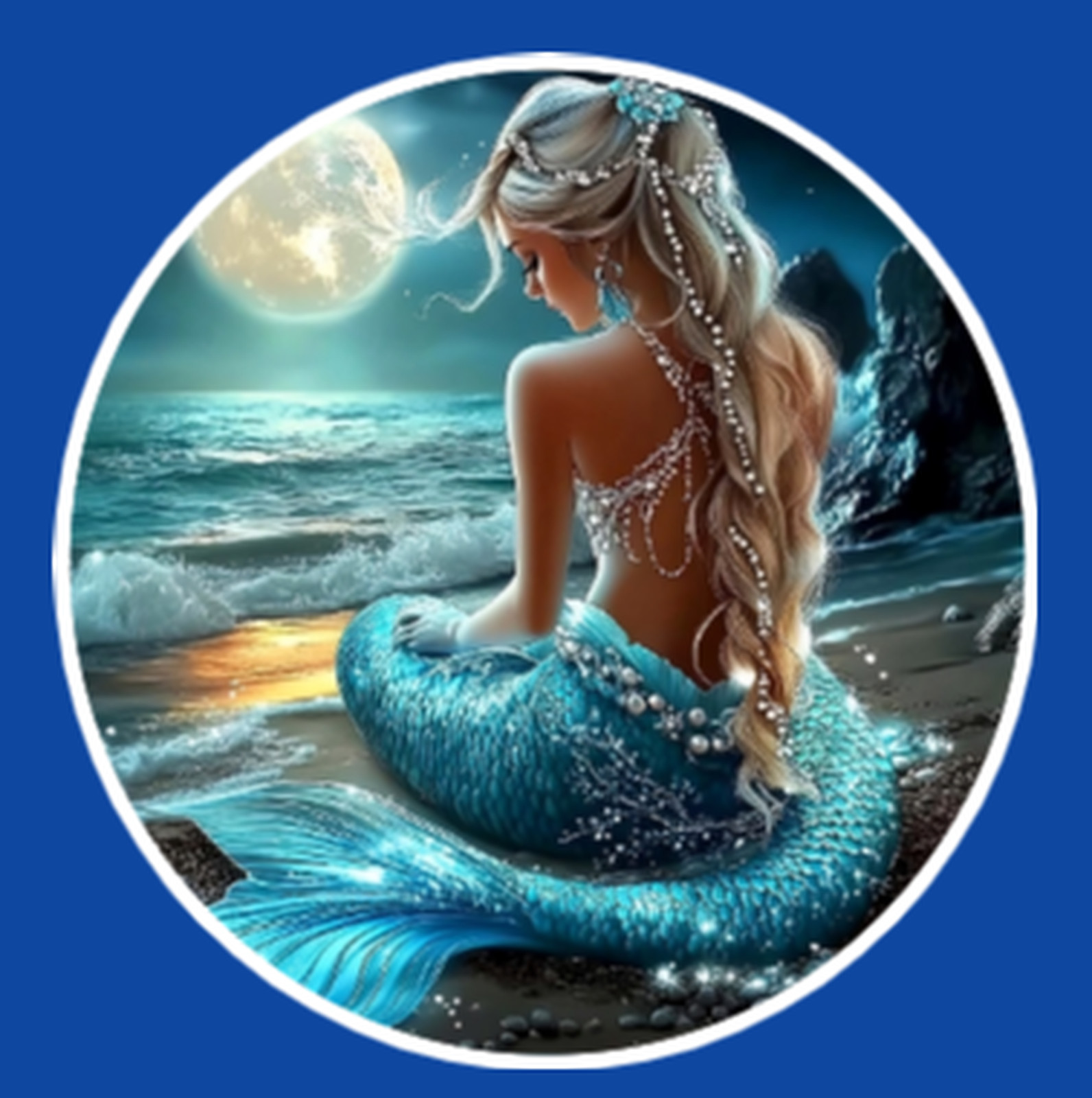Fantasy Mermaid Moon Sticker Waterproof Vinyl Laptop Water Bottle Decal Beach