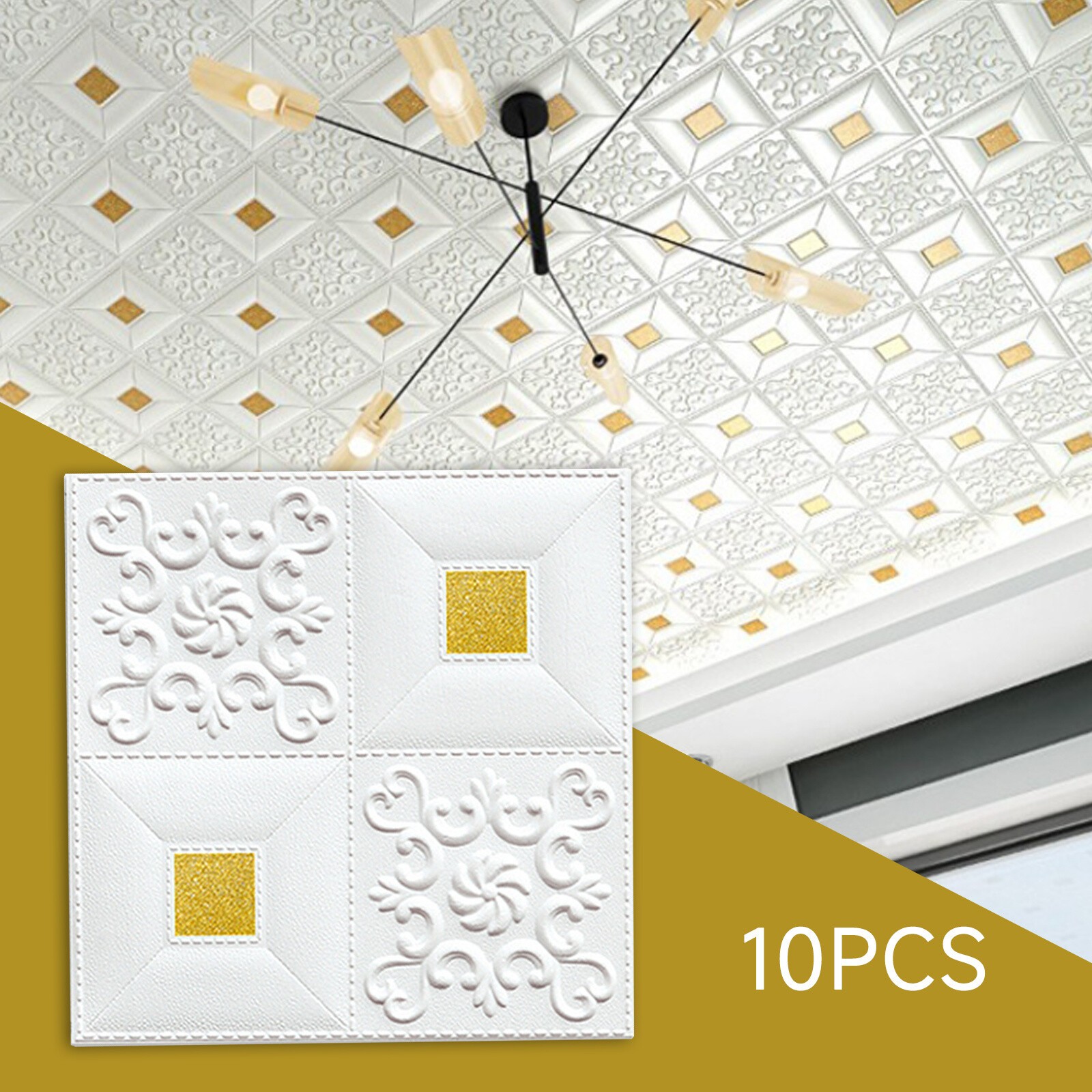 10 Pcs 3D Wall Panels Self-adhesive Tile Brick Sticker Foam Wallpaper Waterpro4Z