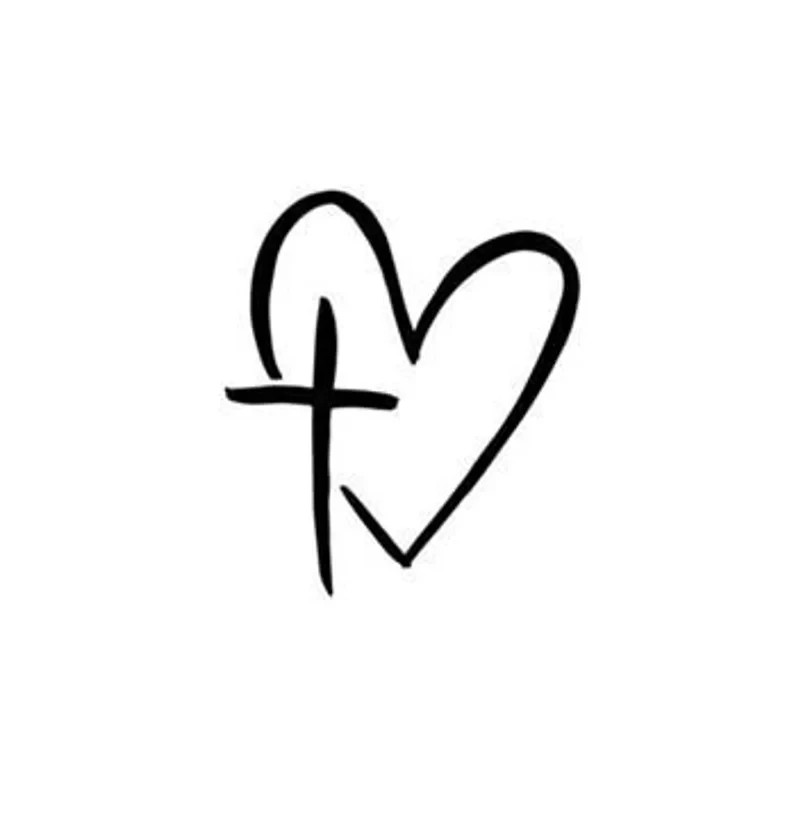 Vinyl Decal Car Truck Sticker Wall Christian God Love – Cross & Heart v2