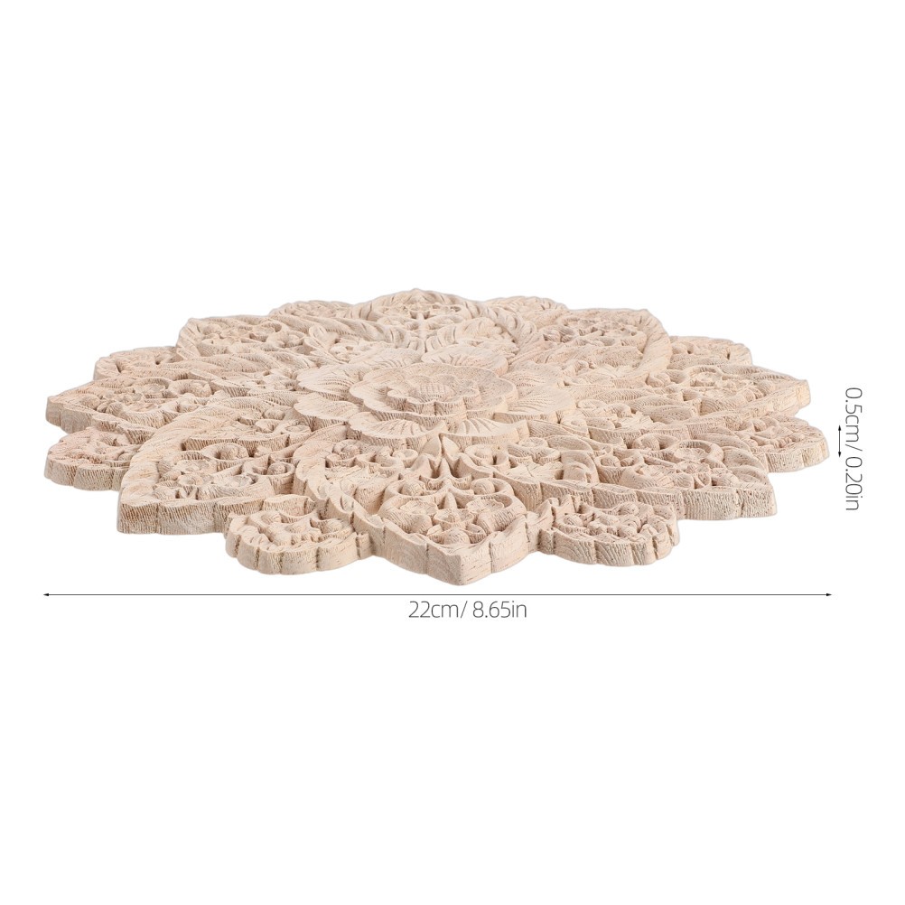 French Round Flower Wall Sticker Wood Carved Appliques Onlays Cabinet Door