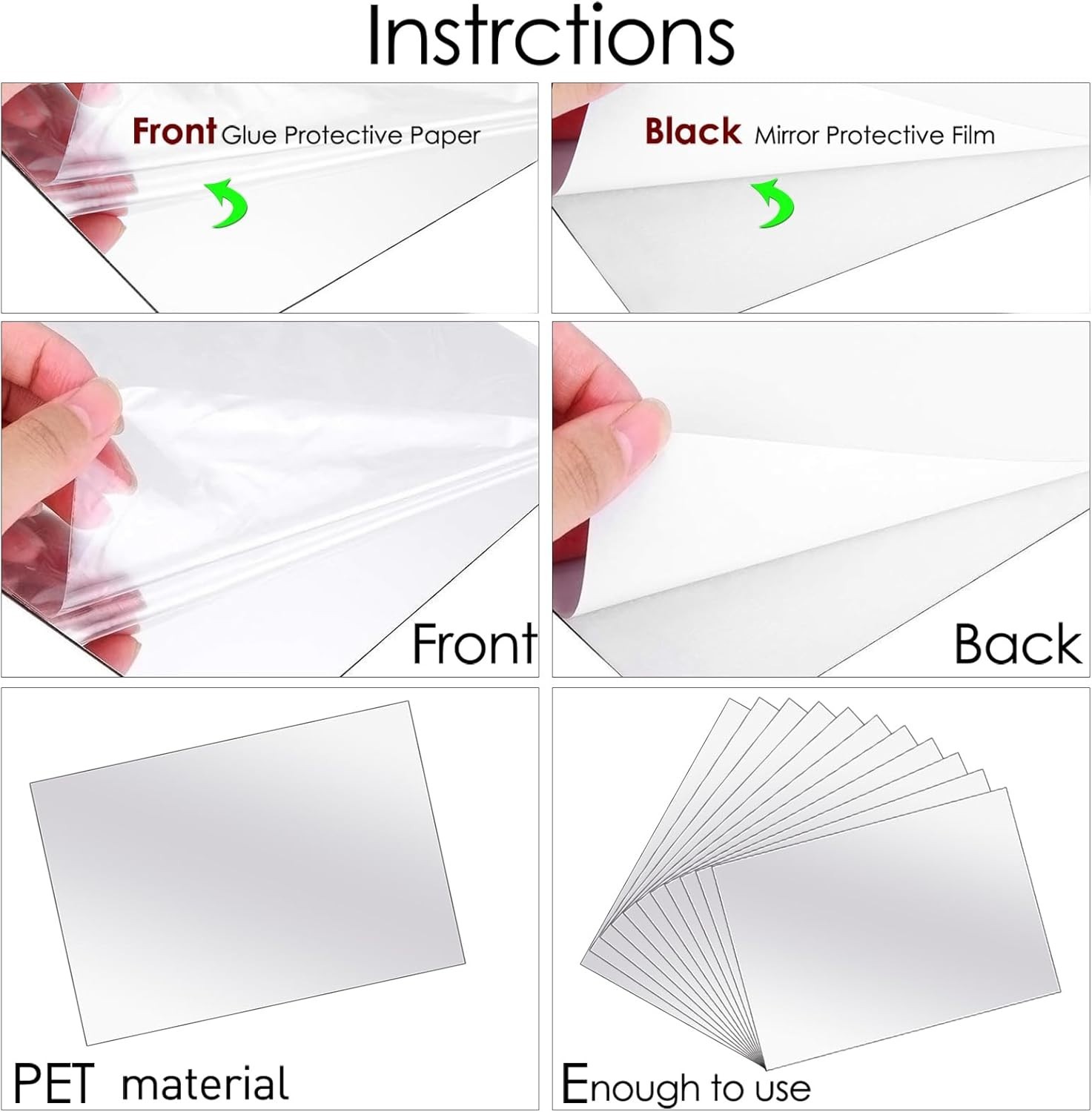 8"x10" Frameless Plastic Mirror Sheets – 20 Pcs Unbreakable & Safe for Crafts