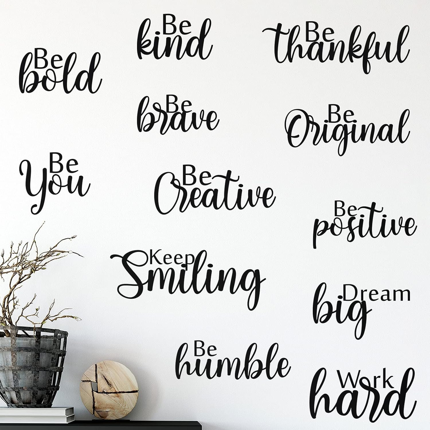 12 Pcs Inspirational Wall Decals Motivational Quote Peel and Stick Vinyl Wall Qu