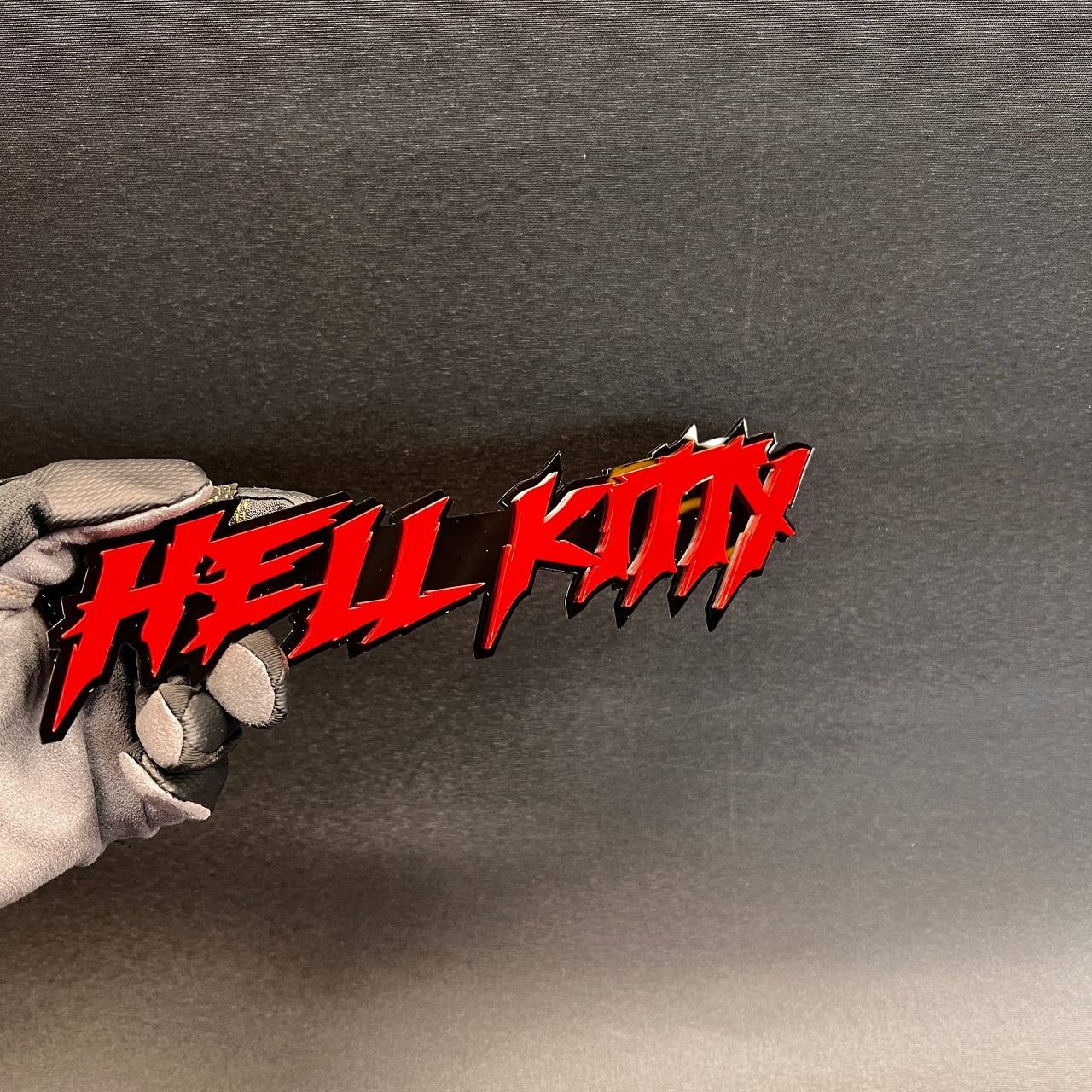 1x HELL KITTY Custom Text 3D Acrylic Car Emblem Badge Multicolor Fender Decal