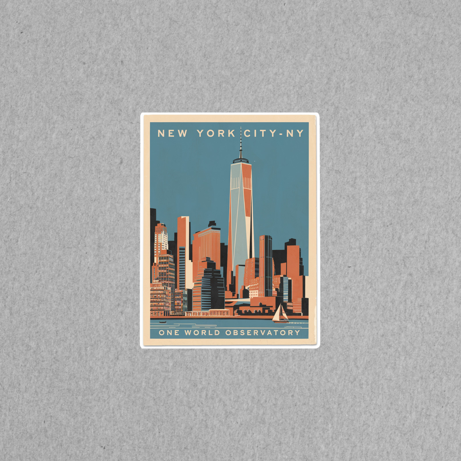 New York City One World Observatory Vintage Style Travel sticker Sticker #3510