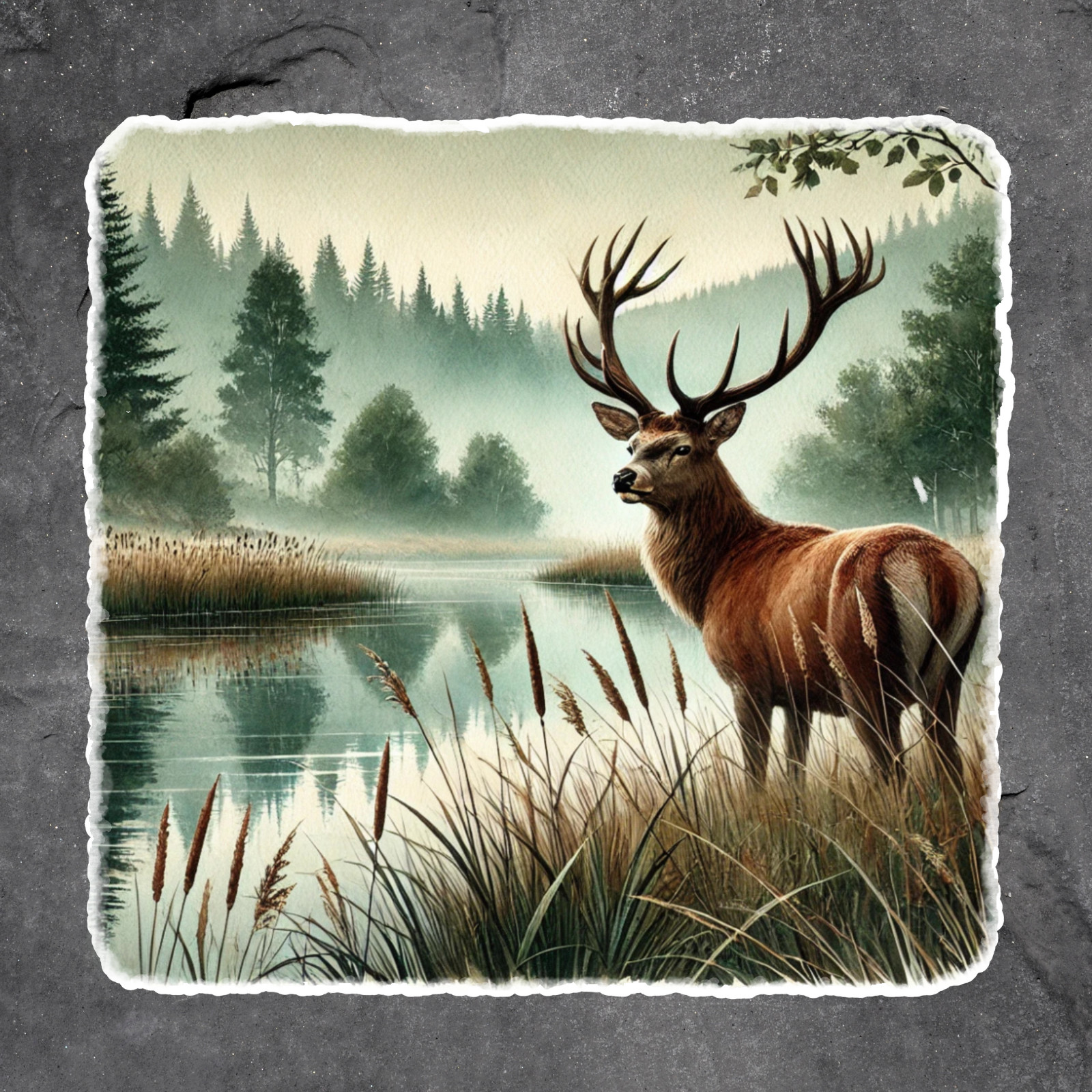 Hunting sticker vinyl decal deer lake white tail mountains woods buck
