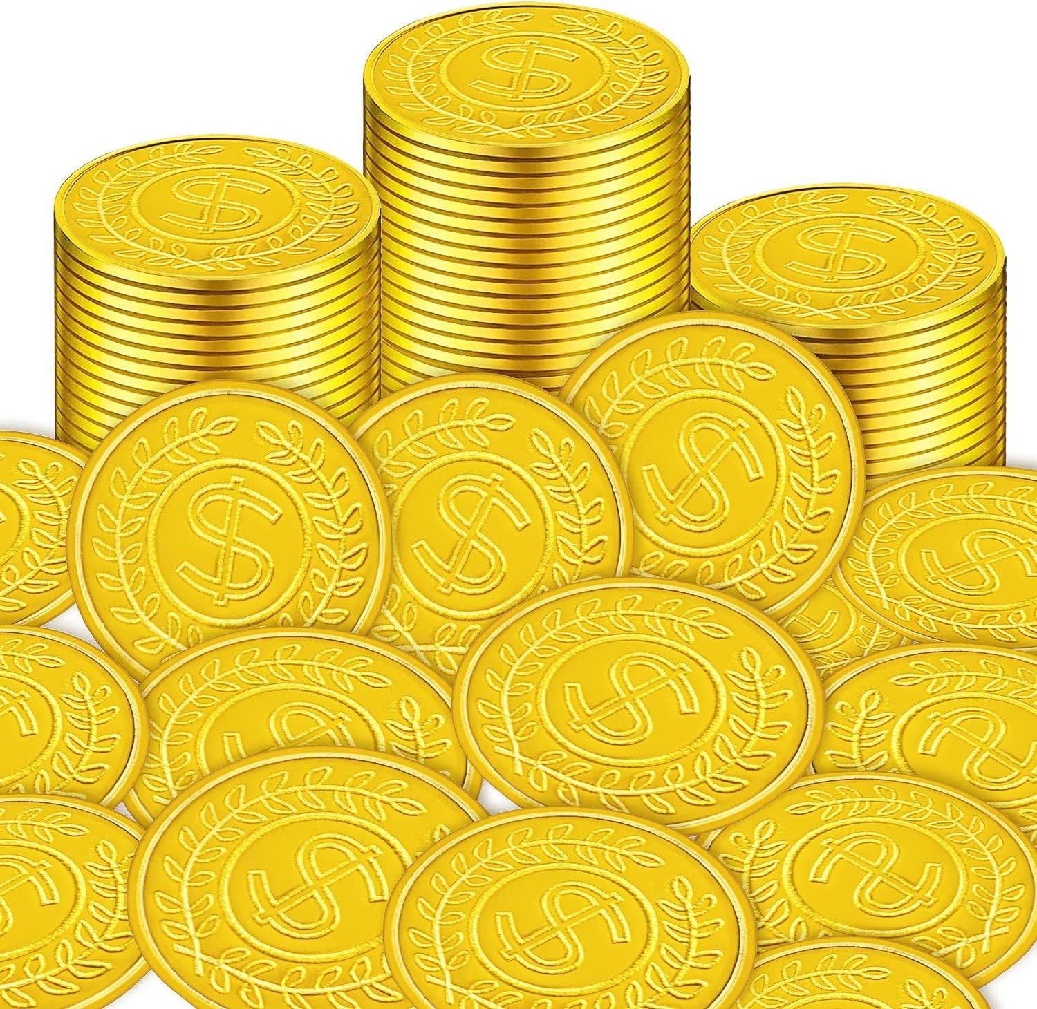 100 Count Plastic Gold Coins Set, Pirate Treasure Play for