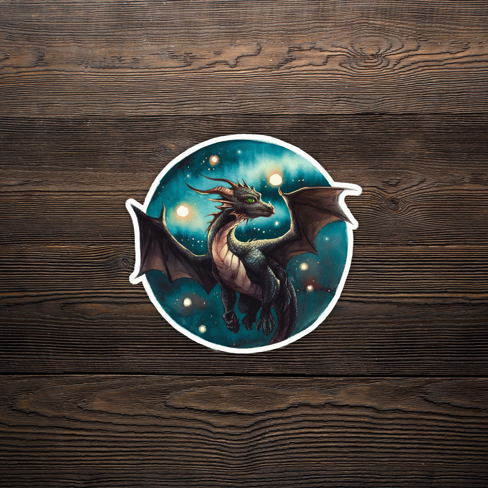 Majestic Dragon Under the Stars Sticker – Fantasy Art Decal for Dragons Lovers #