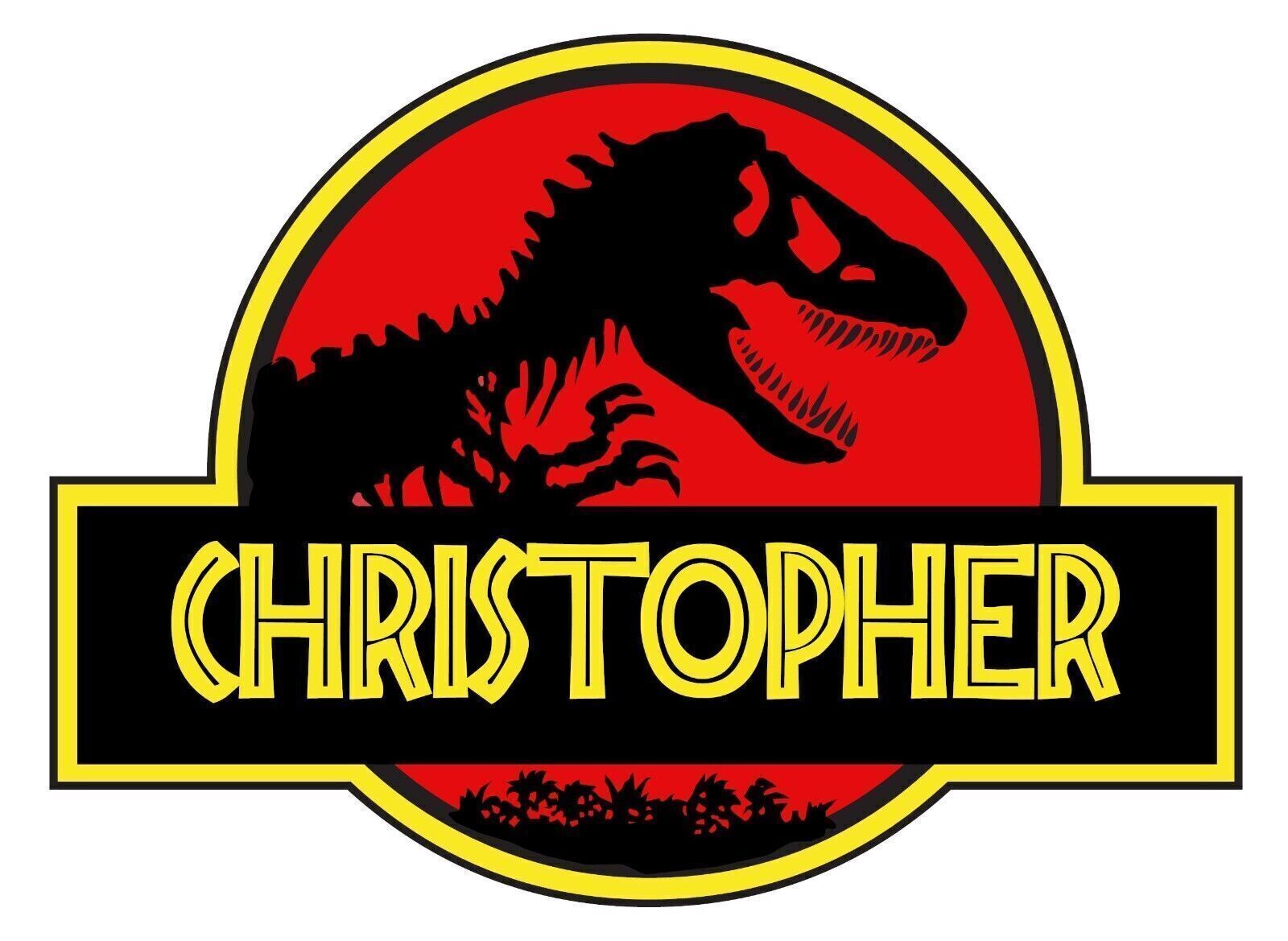CUSTOM "YOUR NAME" Personalized Jurassic Park Color Vinyl Sticker Waterproof